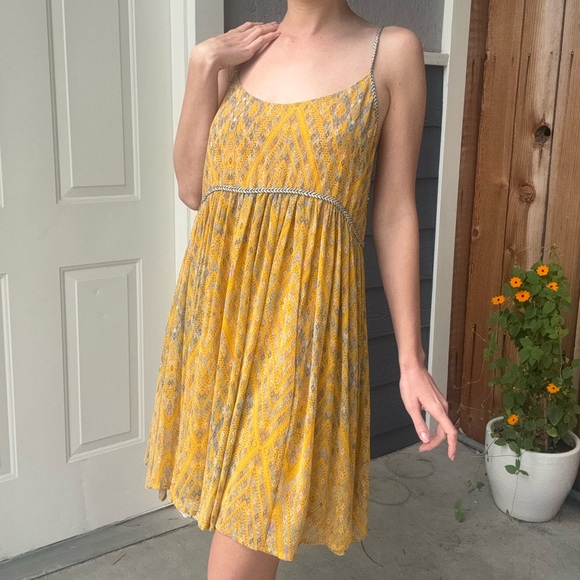 Free People Periscopes In The Sky Yellow Babydoll Dress - Picture 1 of 10